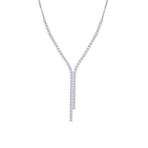 Asfour Crystal Tennis Necklace With Round Zircon Stones In 925 Sterling Silver-ND0425